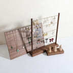 GemeShou Walnut earrings display stand for selling, wooden jewelry earring organizer shelf, wood earring storage organizer rack for boutique store【Earring shelf-Large】