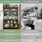 65'' Kitchen Pantry Storage Cabinet with Microwave Oven Countertop, 3 Doors, 4 Layers, Versatile Storage for Kitchen, Living Room, Dining Room