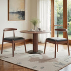 Farini Mid Century Modern Dining Chairs Set of 2, Solid Wood Frame Kitchen Chairs with PU Leather Upholstered Seat for Dining Room & Breakfast Nook，Walnut-Black