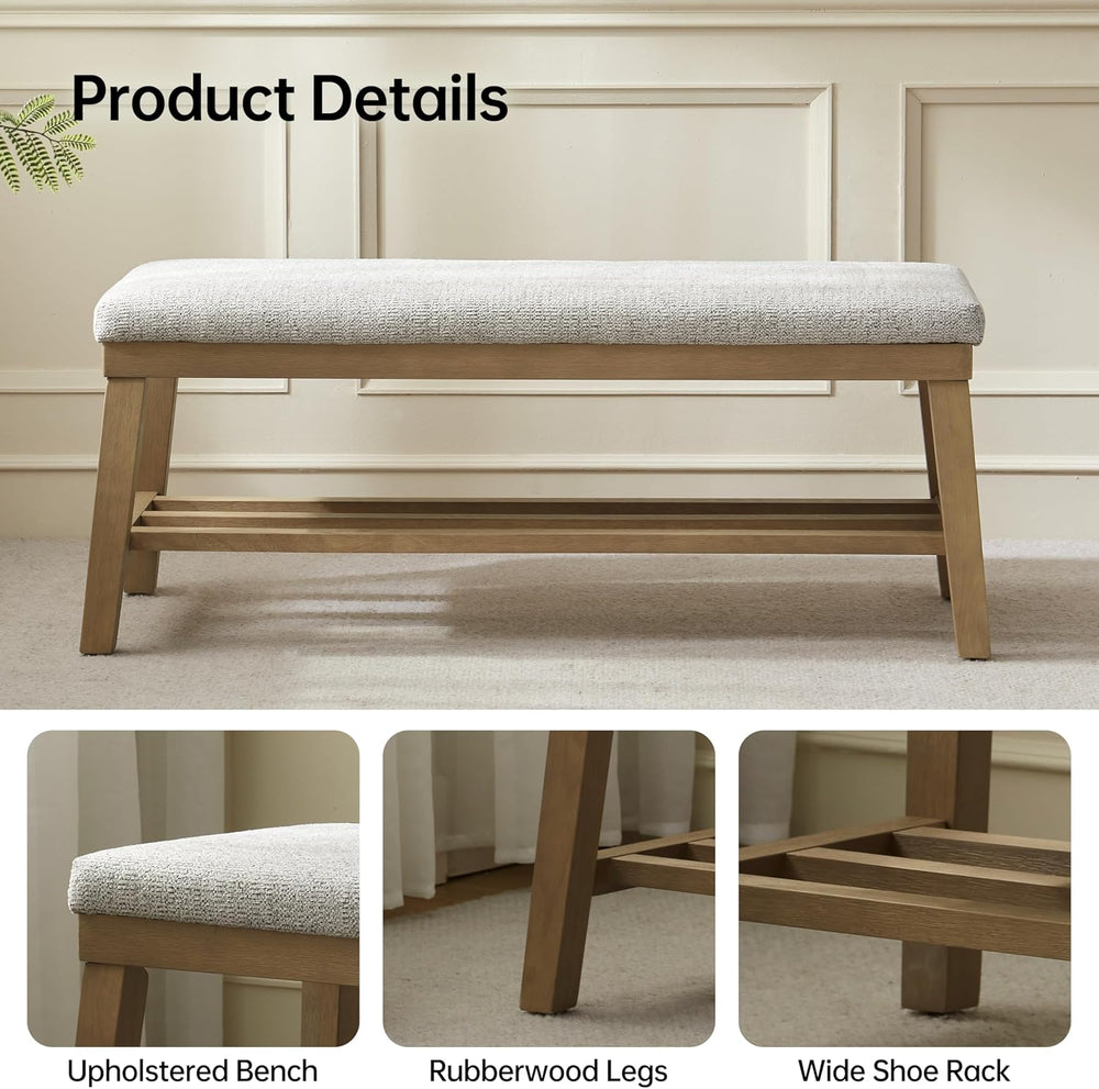 VKNOW Entryway Bench, 44.4" Upholstered Shoe Storage Bench for Entryway ...