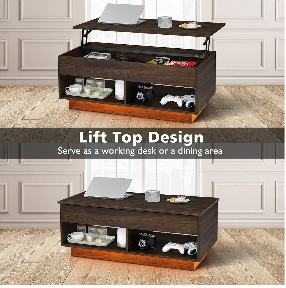 HOMMPA Modern Industrial TV Stand and Coffee Table Set of 2, LED Entertainmen...