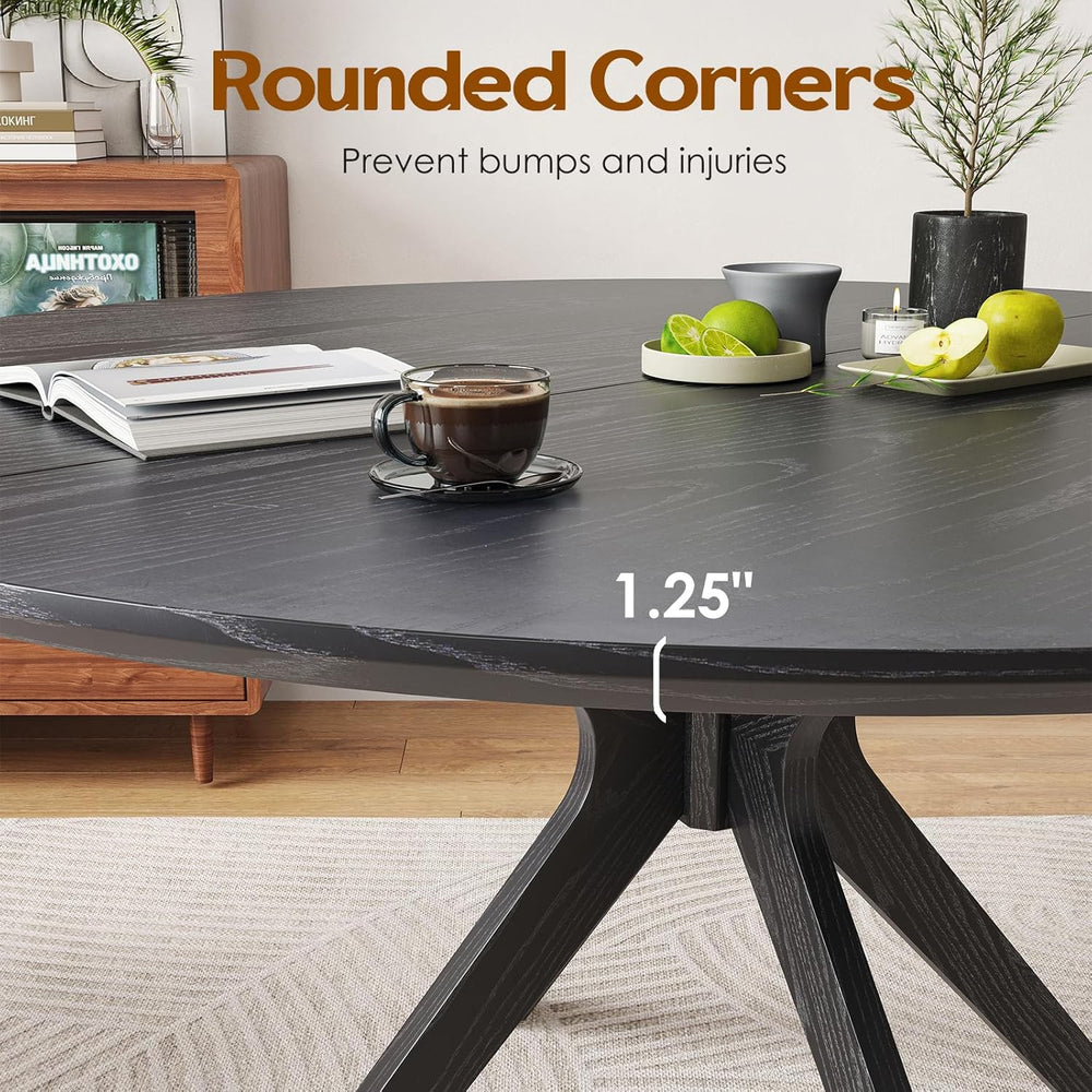 Round Dining Table for 4, Kitchen Table with Intersecting Pedestal Base, for ...