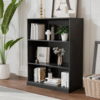 41" Wooden Book Shelf, 2 Shelf Bookcase, Modern Bookshelf with Adjustable Shelf for Home Office, Study Room, Black