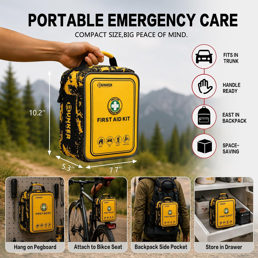 BUNKER INDUST 520 Piece All-in-One First Aid Kit, Emergency Storage Bag with ...