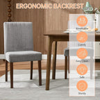 Upholstered Dining Chairs Set of 6, Button Tufted Parsons Chairs with Wood Legs and Padded Seat, Modern Fabric Side Chairs for Dining Room Kitchen Farmhouse Hotel, Gray