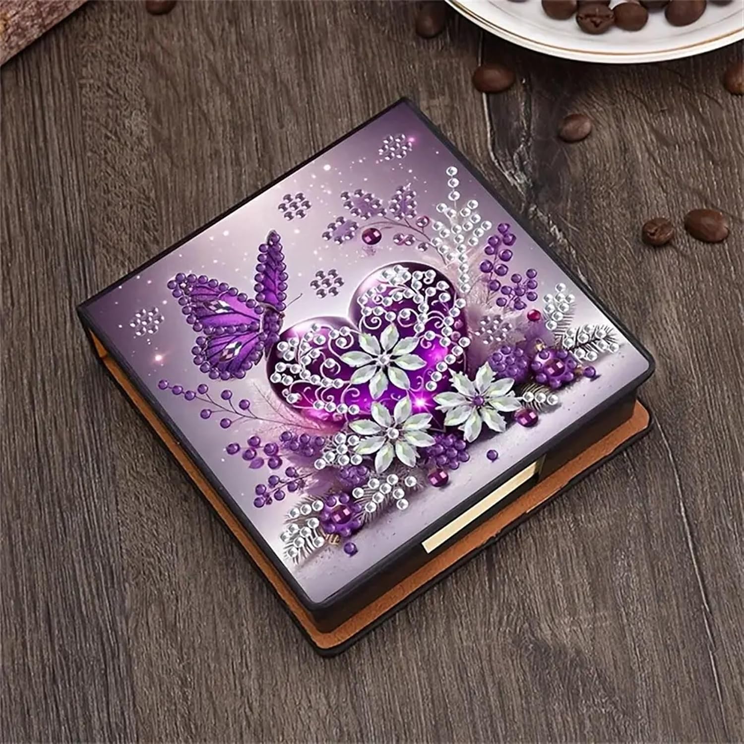 Butterfly Diamond Painting Kit Note Box,Memo Paper Storage Box Diamond Art,Sticky Note Holder Diamond Art,Diamond Painting Memo Pad For Office Desk. (butterfly2)