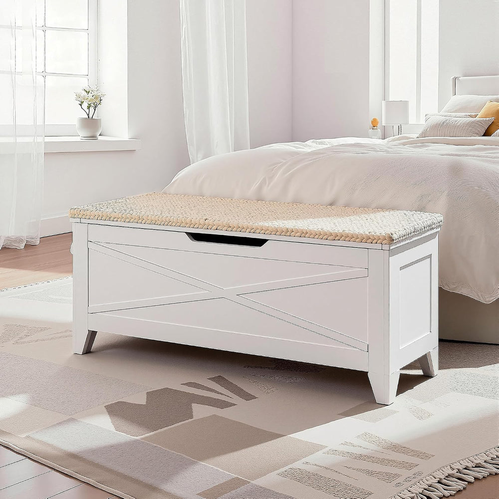 VECELO 43.3" Storage Bench, Entryway Shoe Ottoman, Farmhouse Style Bench...