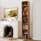 IRONCK Tall Narrow Bookshelf 8 Tiers, Compact Corner Bookcase, Floor Standing Display Storage Shelves 71 in Tall, Easy to Match for Living Room, Office, Study, Bedroom