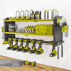Warome Garage Power Tool Organizer with 8-Outlet Power Strip, Tool Storage Rack Wall Mount with 8 Cordless Drill Holders, Tool Organization Shelf with Charging Station in Green