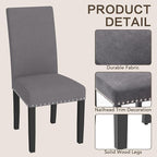 LSSBOUGHT Set of 2 Fabric Upholstered Dining Chair with Nailheads and Sturdy Wooden Legs (Gray, 6PCS)