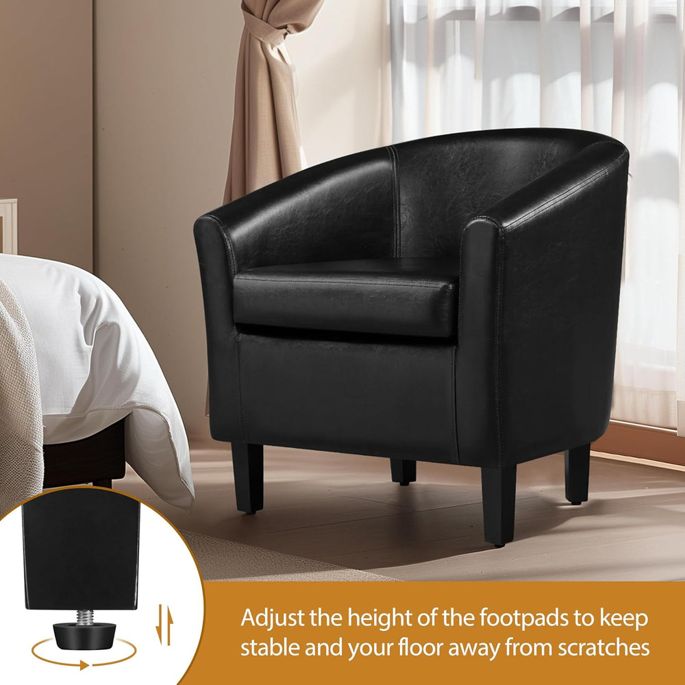 Yaheetech Barrel Chairs Set of 2, Faux Leather Club Armchairs, PU Leather Acc...