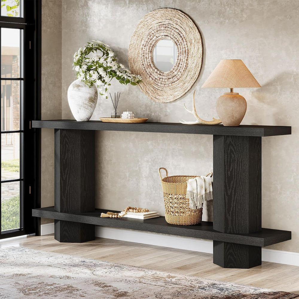 Tribesigns 71-Inch Long Console Table for Entryway, Wooden Sofa Table Behind ...
