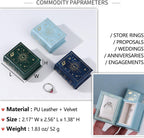 Vintage Magic Book-Shaped Ring Box Starry Sky Pattern PU Leather with Magnetic Closure for Proposal Engagement Gift (Green)