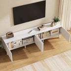 70.9” TV Stand for TVs up to 70,TV Console with Two Storage Compartments, Modern Entertainment Center with 6 Supporting Legs and Grooved Drawer Fronts, TV Stand for Living Room, Bedroom, White