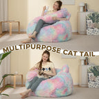 EBENCHICO Bean Bag Chair for Adults Teen,Giant Bean Bag Chairs Cat Design,Plush Faux Fur Beanbag Couch Comfy Accent Floor Sofa for Reading, Playing, Relaxing in Living Room, Bedroom