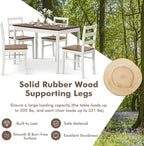 COSTWAY Dining Table Set for 4, Wood Kitchen Table Chairs Set with Rubber Wood Legs, Space-Saving Design, Modern 5-Piece Dinette Set for Small Place, Kitchen, Dining Room, Restaurant, Brown