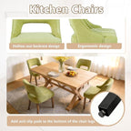 ClinQ Wooden Dining Chairs Set of 2, Modern Fabric Upholstered Kitchen Chairs Dining Chair, Mid Century Modern Chair for Kitchen Dining Room, Farmhouse Kitchen Chairs, Light Green-Walnut Legs