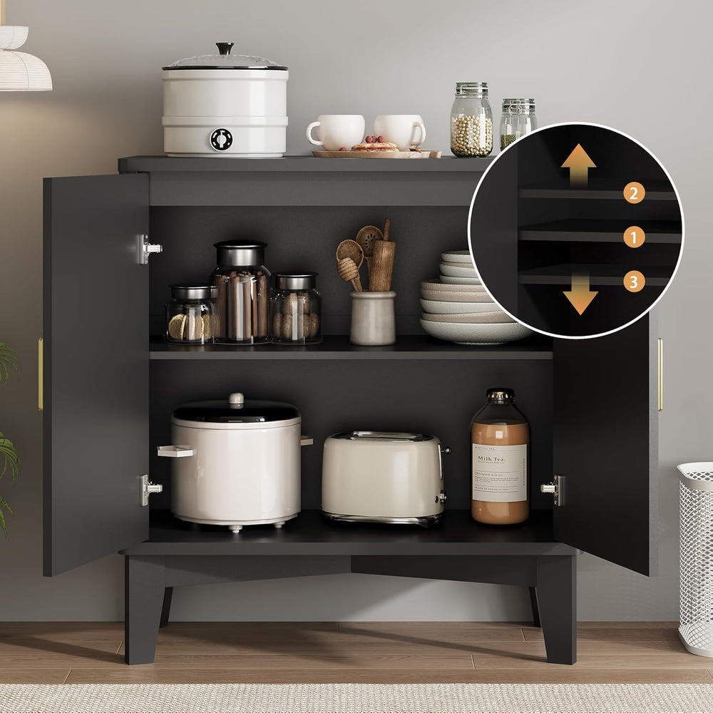 Xixini Fluted Buffet Sideboard Cabinet with Storage, 30" Mid Century Mod...