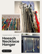 Heesch Necklace Hanger, Acrylic Necklace Holder, Necklace Organizer Wall Mount, Jewelry Hooks for Necklaces, Bracelets, Chains (4-pack Clear Short)
