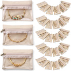 Vlando 33 Pcs Travel Jewelry Case Velvet Jewelry Pouch with Zipper Clear Travel Jewelry Bag Jewelry Travel Organizer for Travel Business Trip Mother's Day Gifts for Mom Wife Women