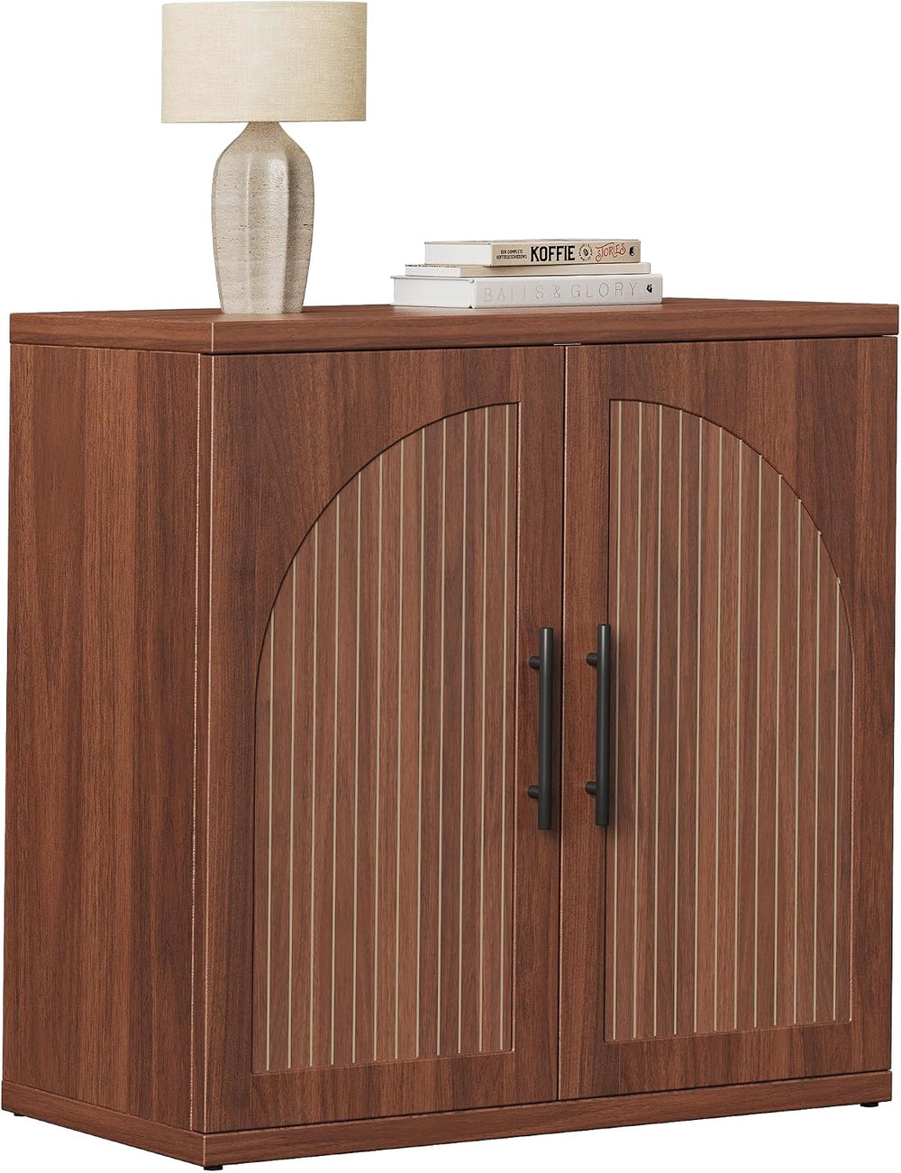 MapleGrace 31.5" Fluted Buffet Cabinet with Storage, Mid-Century Symmetr...