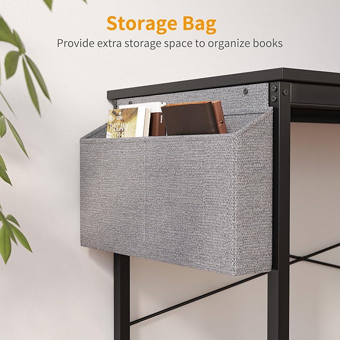 Cubiker Computer Desk 63 inch Home Office Writing Study Desk, Modern Simple Style Laptop Table with Storage Bag, Black