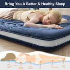 Japanese Floor Mattress, 6" Japanese Futon Mattress, Foldable & Portable Shiki Futon (shikibuton), Roll Up Thicken Sleeping Mattress Tatami Mat Sleeping Pad for Camping (Navy Blue, 60 x 80)