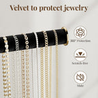 pickpiff Jewelry Holder Organizer with Velvet, Adjustable 10"-17" Tall, Metal Stand for Display Bracelet, Necklace, Earrings, Rings, Black and Gold