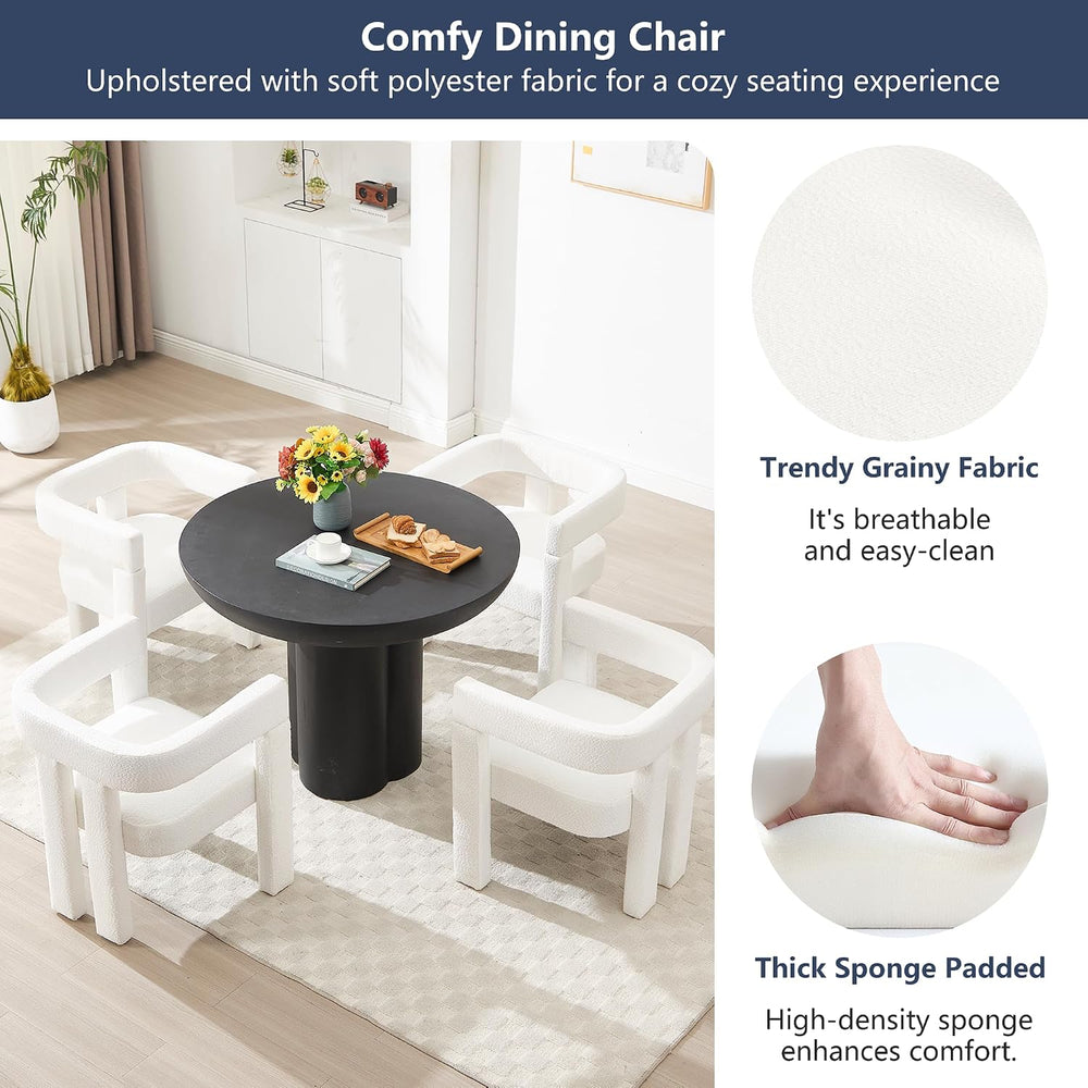 Modern Dining Chair Set of 6 Living Room Chairs,Upholstered Barrel Chair | bo...
