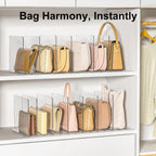 Bag Purse Organizer for Closet: Shelf Dividers Adjustable Acrylic Handbag Storage - Plastic Closet Organizers and Storage for Clutches - Keep Carteras & Pocketbook Upright