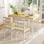 NAFORT Kitchen Table Set for 4, Solid Wood Dining Table and Chairs Set of 4, Farmhouse Dinner Table Set w/Rubber Wood Legs, Mid-Century Modern Dinette Set for Kitchen, Dining Room