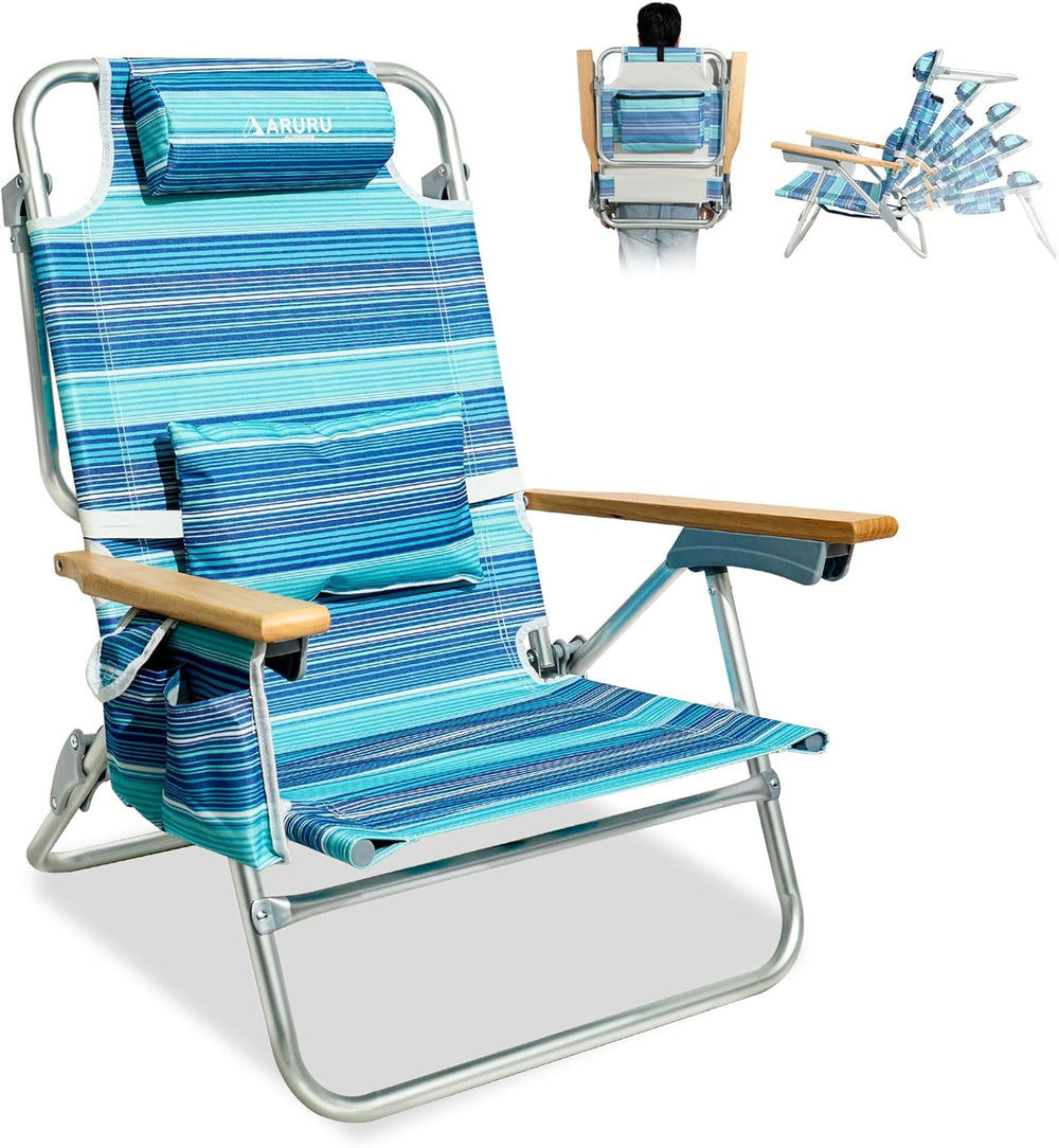 Beach Chairs for Adults, Portable Folding Backpack Beach Chair Heavy Duty 5-P...