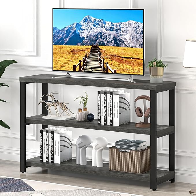 EXCEFUR Rustic Console Tables for Entryway, Sofa Table with 3 Tier Storage Sh...