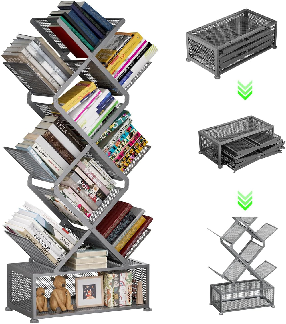 Gintan 9-Tier Modern Book Shelves with Storage, Bedroom Shelves Folding Books...