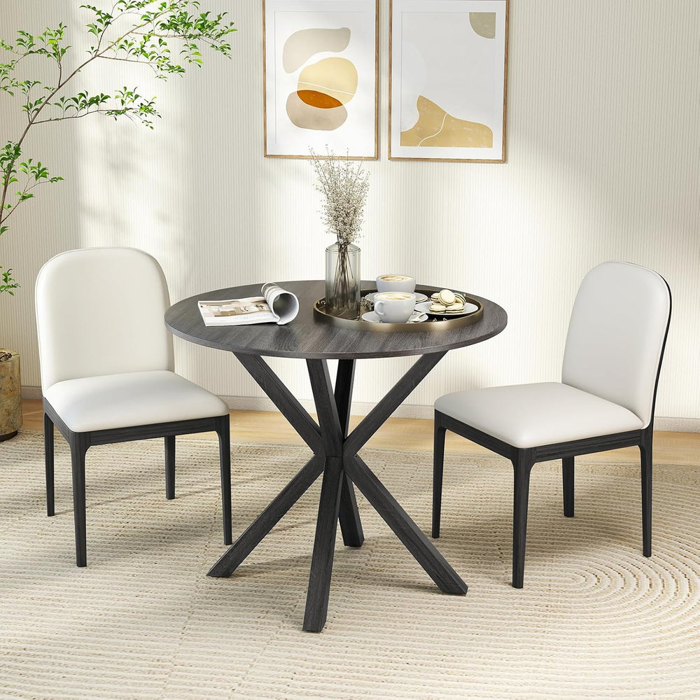 GOFLAME 36” Round Dining Table for 4 People, Wooden Kitchen Table with Inters...