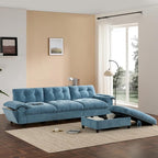 Ball & Cast Modular L Shaped Sectional Sofa with Movable Storage Ottoman and Dual-Port Charging,4 Seater Comfy Cloud Couch W/Side Storage Pockets & Cup Holder,for Living Room,Apartment,Light Blue,104"