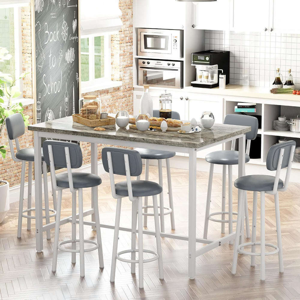 Recaceik 50" Dining Table Set for 6, 7-Piece Counter Height Bar Table Se...