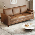 GAOMON 81" Leather Couch for Living Room, Mid Century Modern 3-Seater Sofa with Deep Seat, Faux Leather Sofa for Apartment, Home Office, Brown
