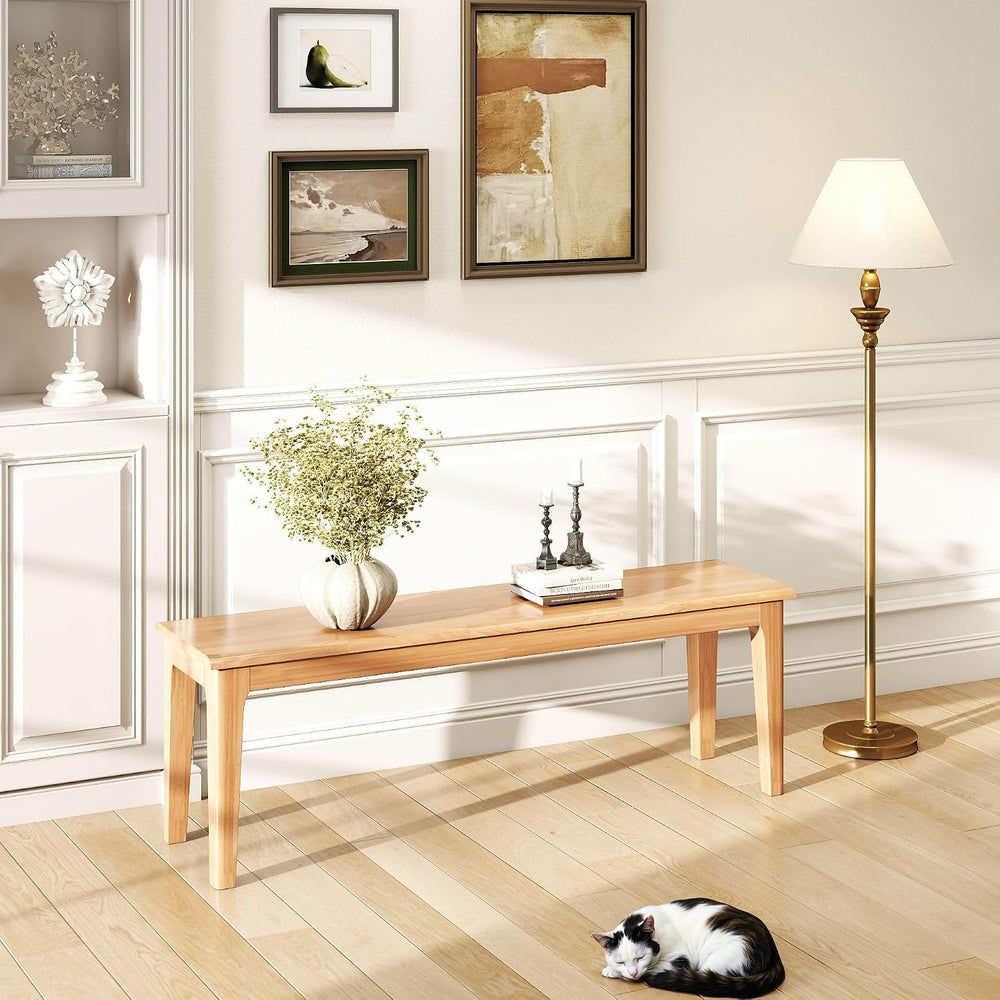 Dining Bench 55.1" Wood Solid Oak Wooden Bed End/Entryway Bench for Bedr...