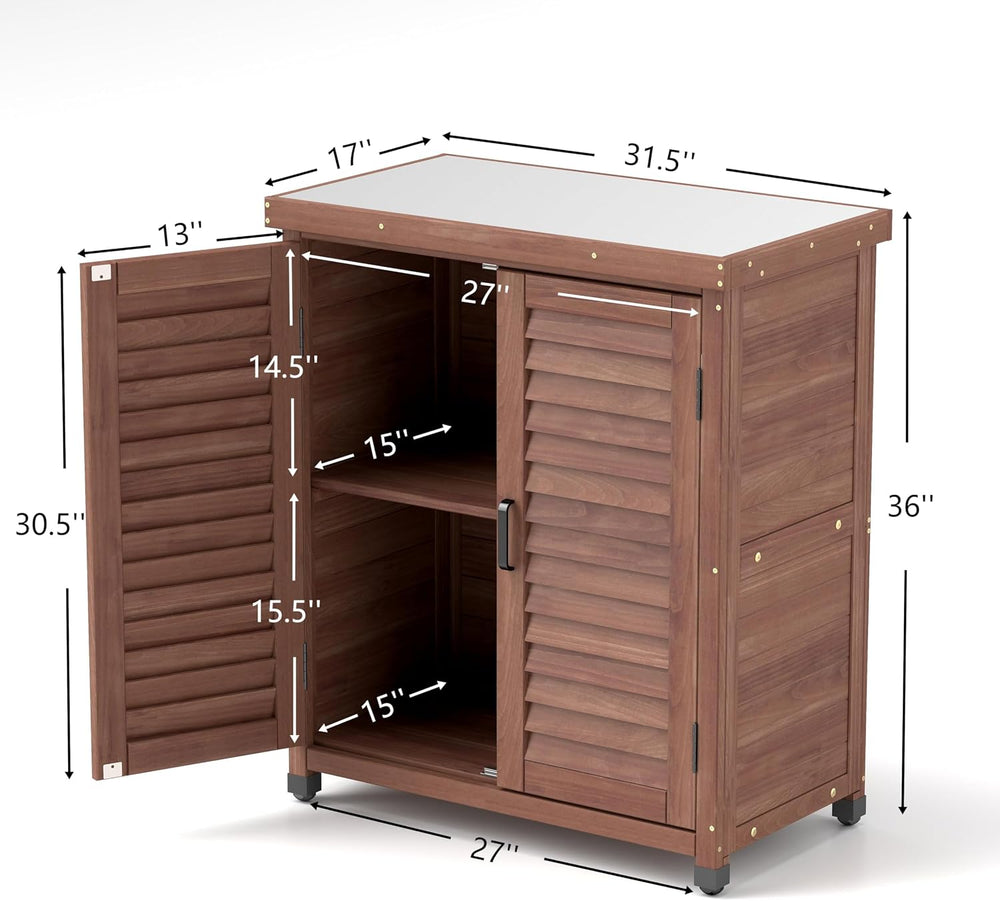 32" Solid Wood Modern Sideboard, Farmhouse Buffet with Rustic Design, St...