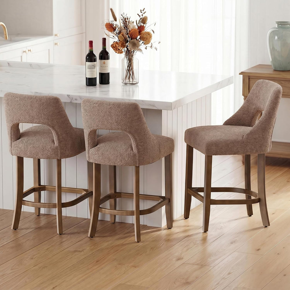 UVV Bar Stools Set of 3, Upholstered Counter Height Bar Stools, Modern Counte...