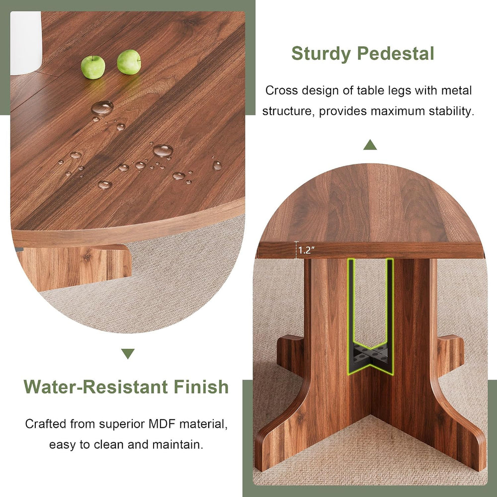 Feonase 59" Round Extendable Dining Room Table for 4-6, Modern Oval Kitc...