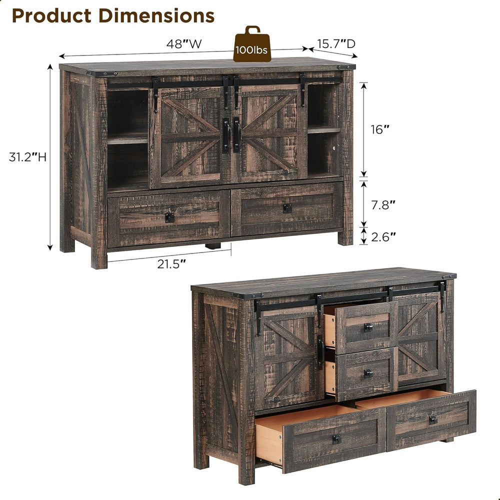 T4TREAM Farmhouse Sideboard Buffet Cabinet with Storage, 31.2'' Tall ...