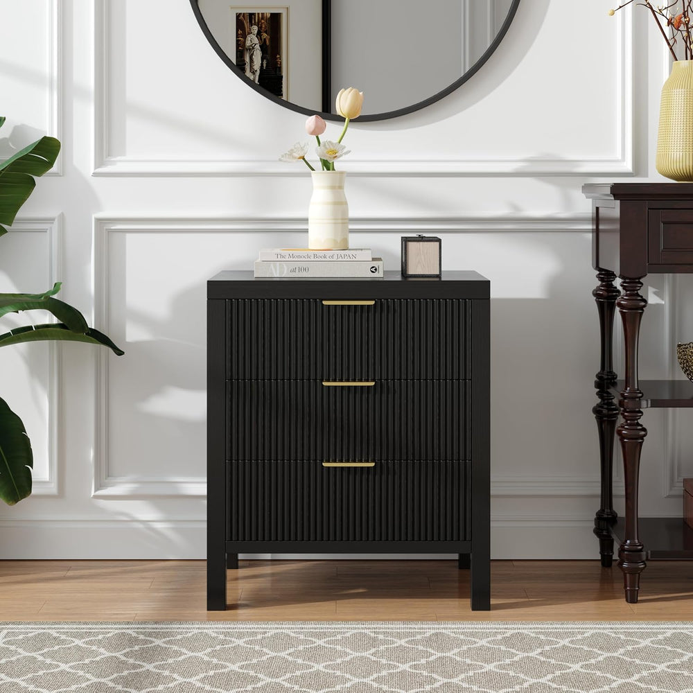 Fluted Nightstands Set of 2, Wooden Farmhouse Night Stands with 6 Drawer Beds...