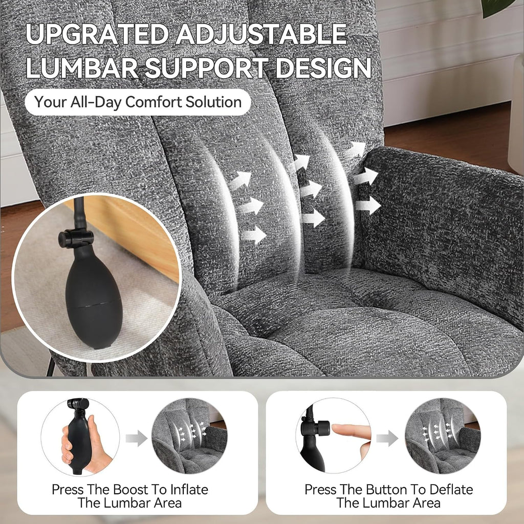 Rocking Chair with Airbag, Comfy Modern Reading & Nursing Nursery Rocking Chair Indoor, Cozy Upholstered Glider Rocker Chairs for Living Room Bedroom Offices, (Chenille, Dark Grey)