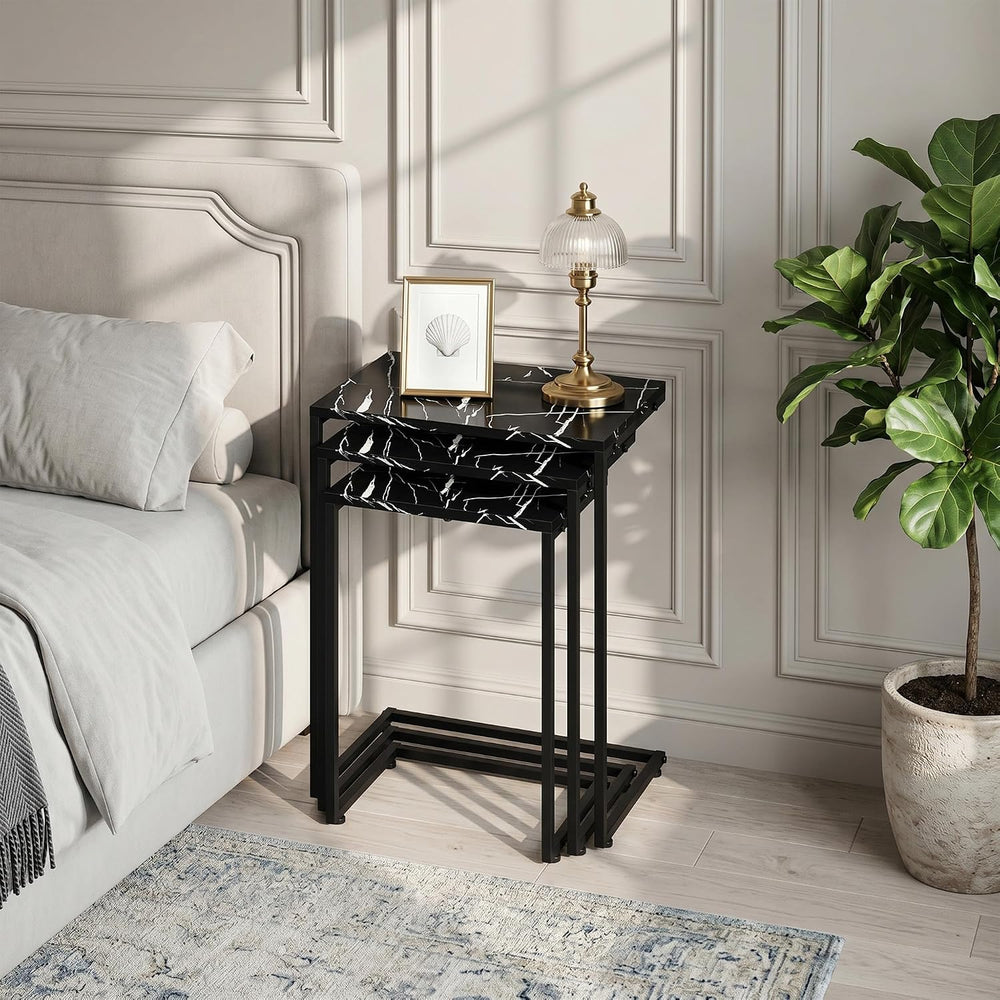 Nouva Modern Nesting Coffee Table, Set of 3 Square Stacking Accent Table End ...