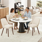 Upholstered Dining Chairs Set of 2, Modern Fabric Kitchen Chairs with Back, Wood Legs for Kitchen Dining Room Restaurant, Beige
