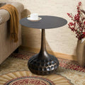 End Table, Modern Coffee Table, Iron Decorative Pedestal Metal Accent Table for Living Room/Bedroom/Balcony/Office/Indoor/Outdoor