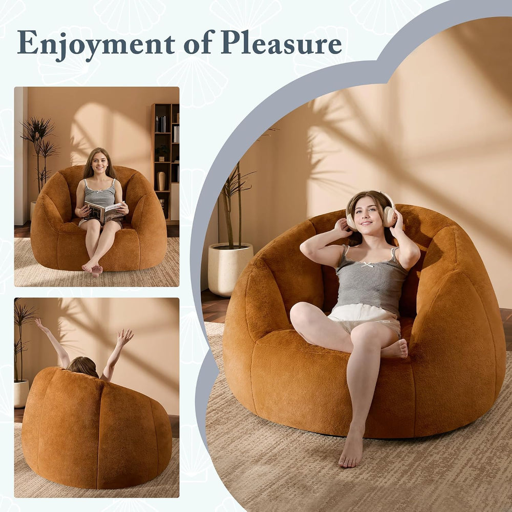Gericco Giant Bean Bag Swivel Chair for Adults with Ottoman - Comfy Plush Rou...