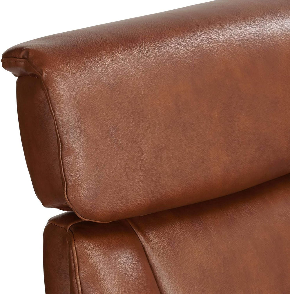 Benchmaster Augusta Brown Swivel Faux Leather Recliner Chair Modern Armchair ...
